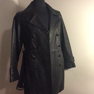 GAP Black Leather Trench Coat